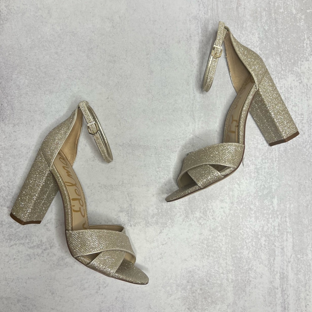 Sam Edelman Gold Yancy Black Heels